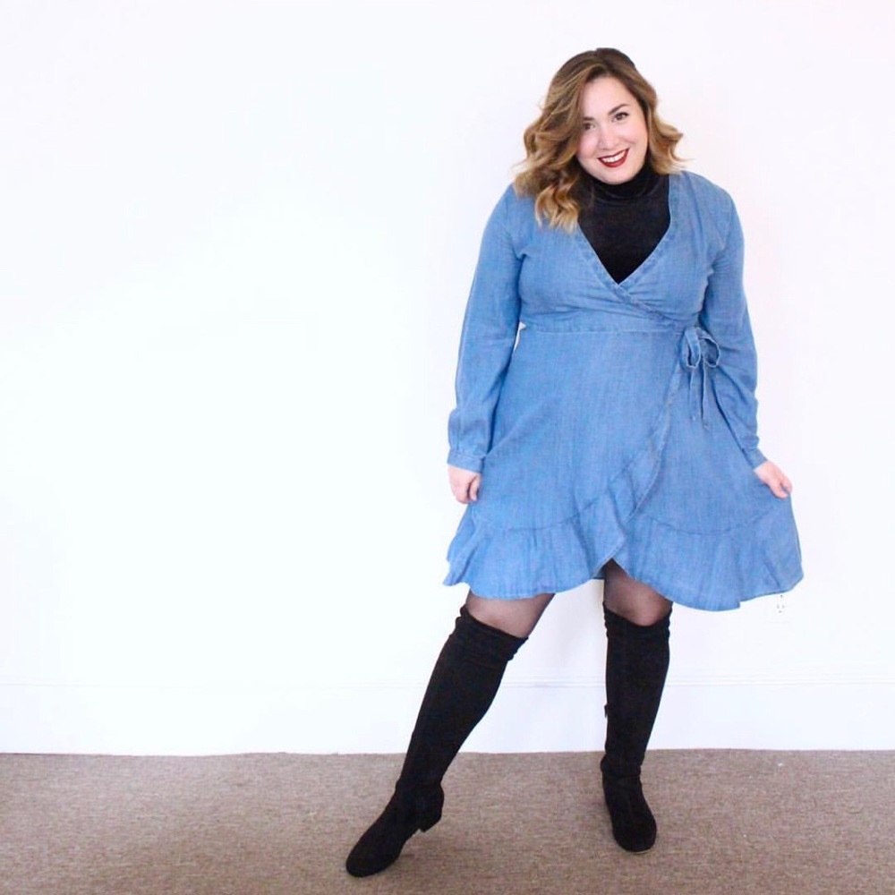 Loft chambray wrap dress